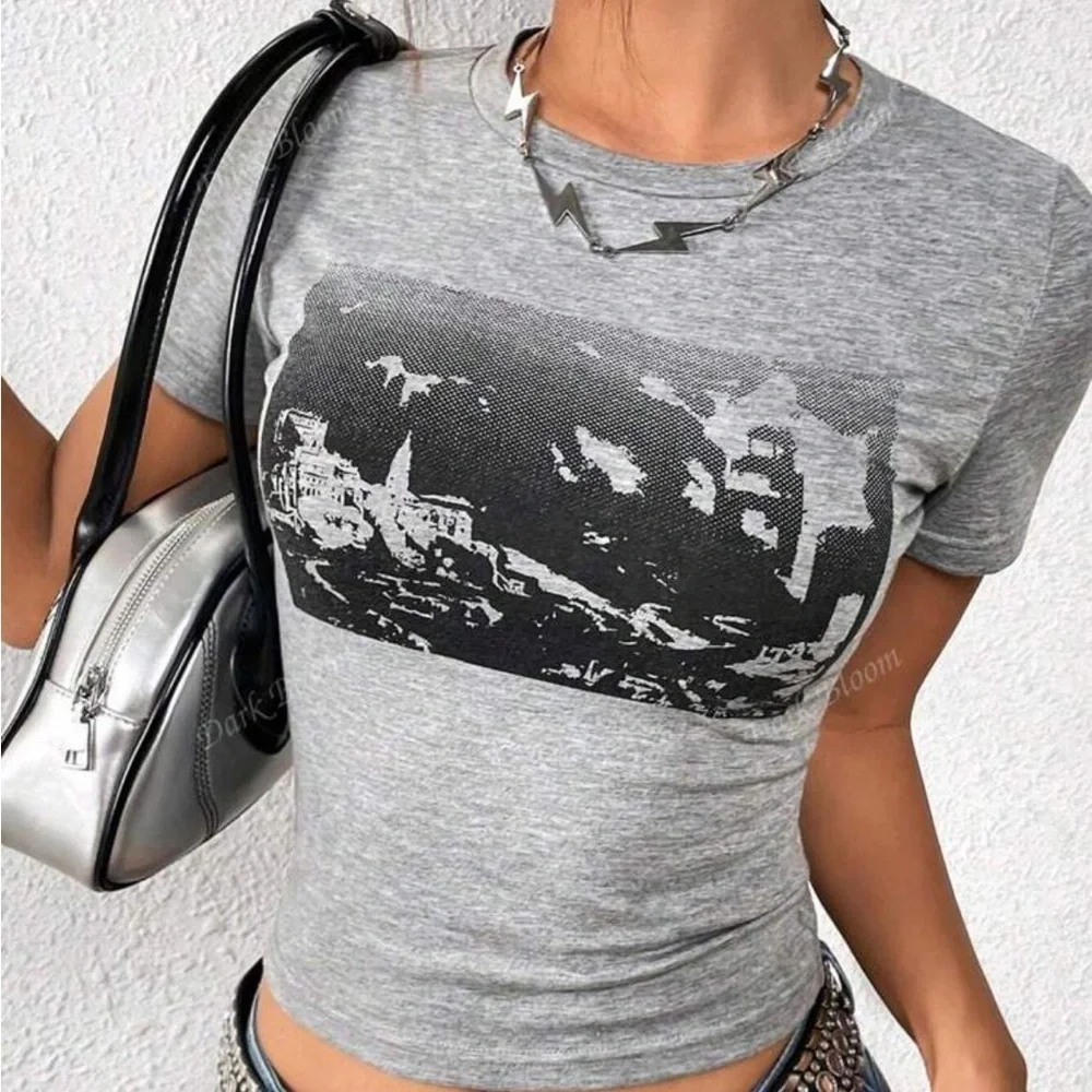 Graphic Short Sleeve T-Shirts - Pink and Gray Girls Size XS